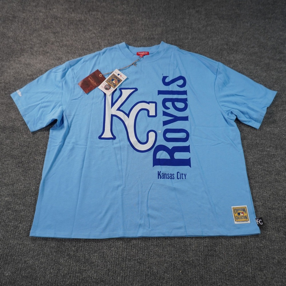 Mitchell & Ness KC Royals T-Shirt Womens 2XL Light Blue MLB Boyfriend Tee Logo
